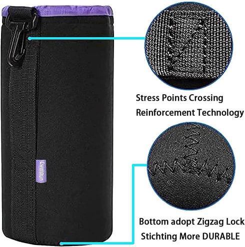 Cwatcun 4 Pack Lens Pouch Set, Camera Lens Case Bag with Thick Protective Neoprene for Canon Nikon Sony Pentax Olympus