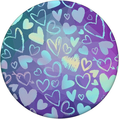 Rainbow Modern Hearts Teal Purple Polygon PopSockets Standard PopGrip