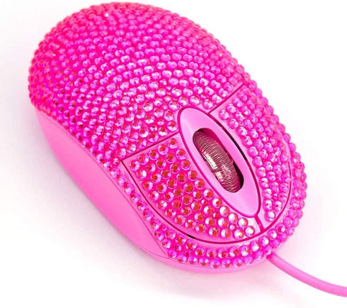 Pink Laptop Mouse with Crystal Bling Rhinestone, Personalized Gift for Kids and Teen Girls