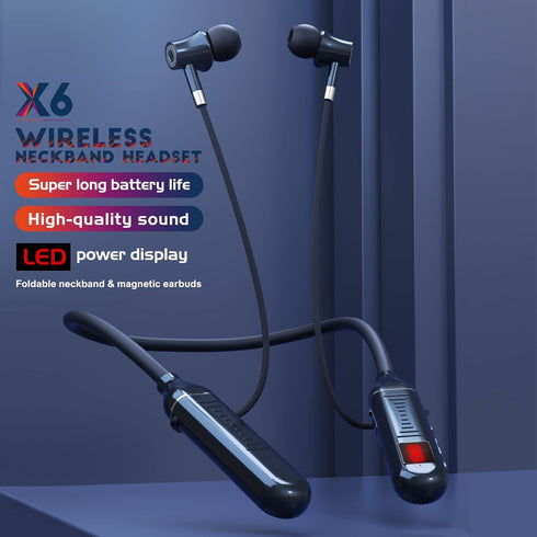 100 Hours Playtime Neckband Bluetooth Headphones with Digital Display, in Ear Wireless Earphones with Microphone, Game Mode, USB-C Fast Charging, for Workout Running Sport Work