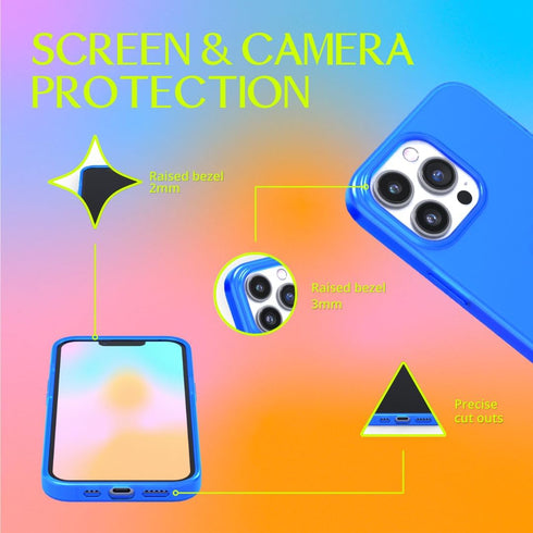 FELONY CASE iPhone 13 Pro Max Neon Blue Clear Protective Case, TPU and Polycarbonate Shock-Absorbing Cover