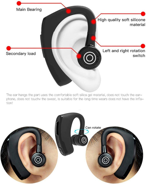 Bluetooth Headset Wireless Business Single Earpiece Voice Answer in Ear Earbuds for Trucker Driving Running, 10 Hour