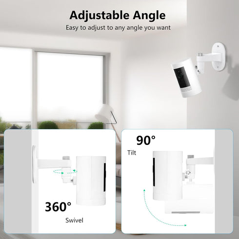 2Pack 360 Ring Camera Wall Mount for Ring Stick Up Cam & Ring Outdoor Cam Plus, Degree Adjustable No Drilling Mount