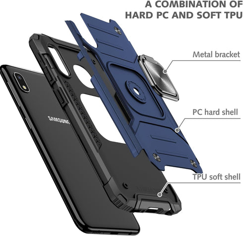 Samsung Galaxy A10E Case, Military Grade Built-in Kickstand Armor Heavy Duty Shockproof Cover (Purple)