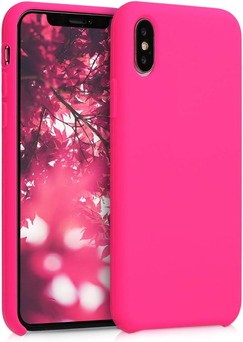 kwmobile Case Compatible with Apple iPhone Xs, TPU Silicone Phone Cover with Soft Finish, Neon Pink