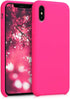 kwmobile Case Compatible with Apple iPhone Xs, TPU Silicone Phone Cover with Soft Finish, Neon Pink