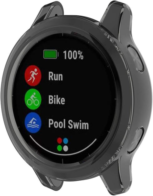 Black 3-Pack Covers for Garmin vívoactive 4 Watch Case Accessories - Transparent TPU Protective Bumper