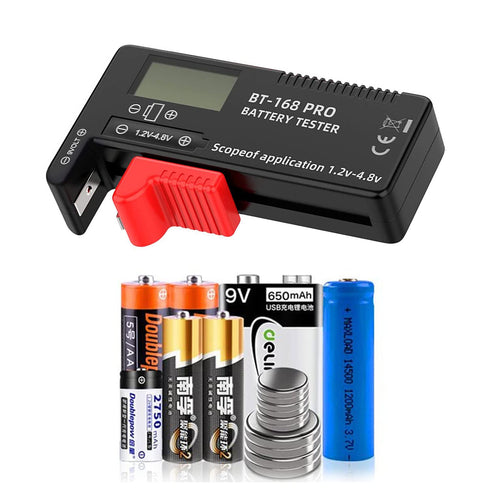 3PCS Digital LCD Battery Tester Checker for AA AAA 1.5V 3.7V 1.2~4.8V 9V Batteries, Household Battery Life Level Testers