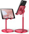 LISEN Cell Phone Stand, Angle Height Adjustable Stable Holder for Desk, Sturdy Aluminum Metal Phone Holder - Red