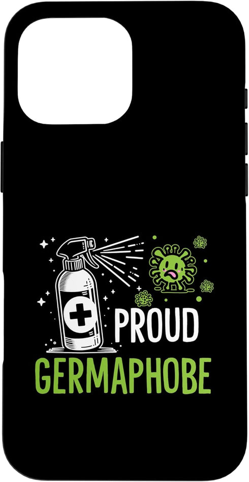Funny Germ Nerd Spray Gift Idea Proud Germaphobe Funny Disinfectant Lover Case for iPhone 16 Pro Max