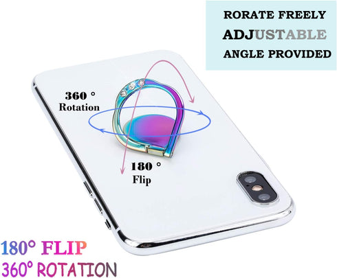 Rainbow Sparkle Cell Phone Ring Stand Holder, Glitter Bling Bling Rainbow Grip Kickstand, 360 Rotation for Almost All