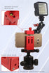 3 1/4" Port,360Rotation Aluminum Metal Phone Tripod Mount with Cold Shoes & Arca Cell Phone Tripod Adapter for Phone