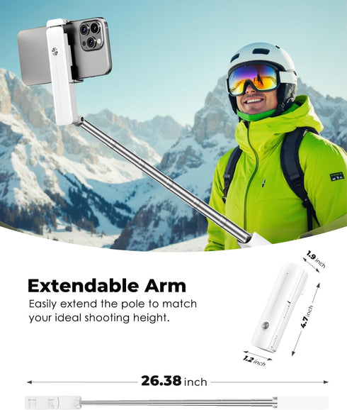 Viozon 4-7" Portable Selfie Stick, Lightweight Extendable Stainless Steel Tube,All-in-One Compact Selfie Stick