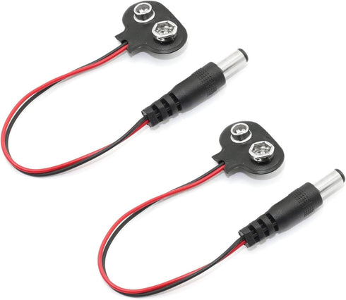 California JOS 2 Pack 9V Battery Clip 9 V Battery Connector with 2.1mm X