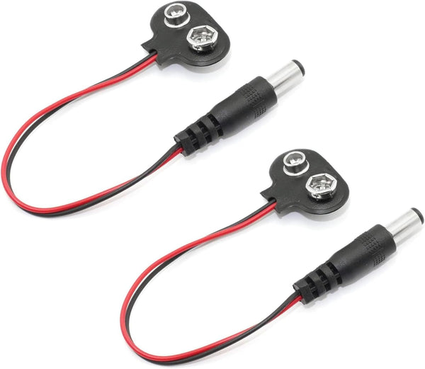 California JOS 2 Pack 9V Battery Clip 9 V Battery Connector with 2.1mm X