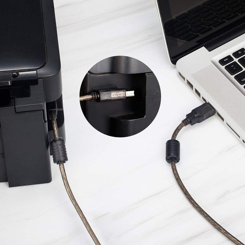 2.0 60Ft (60Ft/20M) Active USB Printer Cable - A-Male to B-Male High Speed Printer/Scanner/Repeater Cable for HP