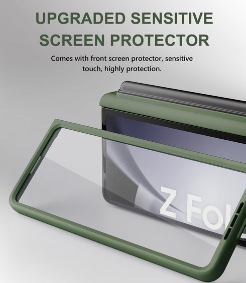 Wallet Case for Samsung Galaxy Z Fold 5 - Heavy Duty Rugged Phone Case with Screen Protector & Hinge Protection - Slide