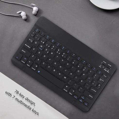 Mini Keyboard, Spanish Keyboard 78 Keys, Multifunctional Keyboard Touchpad Keyboard Storage & Presentation Materials