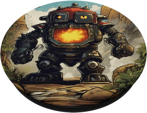 Silly Robot Landing Comic Book Style Dystopian Scifi Graphic PopSockets Standard PopGrip