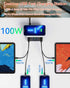 100W 8-Port Charging Station for Multiple Devices, 4 QC3.0 + 4 USB C PD Ports, Wireless Charger Hub