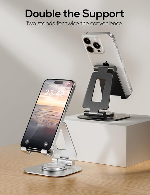 Nulaxy 2-Pack 360 Rotating Phone Stand, Fully Adjustable Foldable Phone Holder, Aluminum Desktop Cradle with Swivel