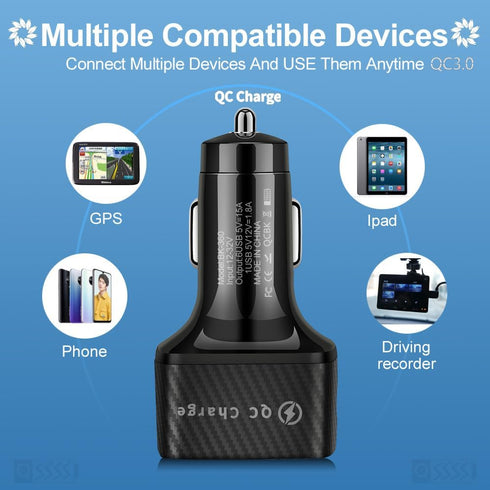 Car Charger Adapter, 2 Pack Alanph QC3.0 Multi Port Fast Charging USB Charger for iPhone, Android, Samsung, iPad