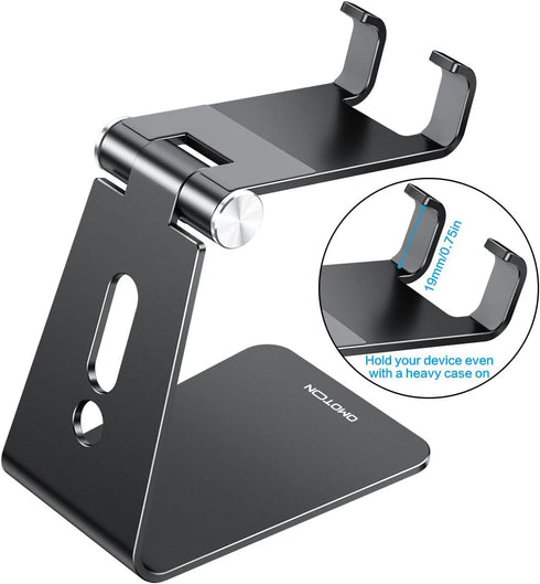 OMOTON Adjustable Cell Phone Stand, C2 Aluminum Desktop Phone Holder Dock for iPhone, Samsung Galaxy, Google Pixel,