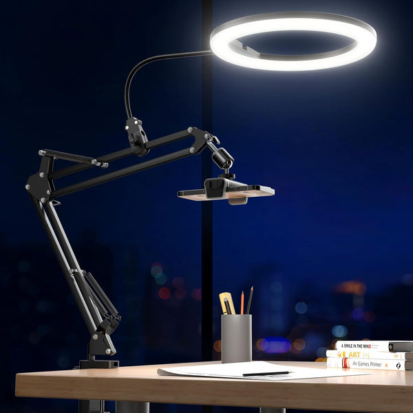 UBeesize 10" Ring Light with Overhead Phone Mount, LED Selfie Light with Stand for Video Recording