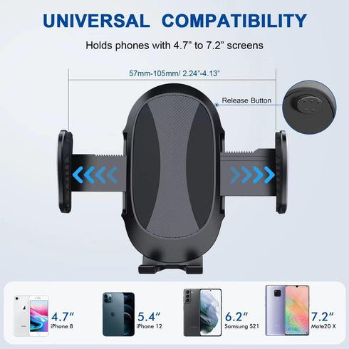 Generic Car Phone Holder with Suction Cup and Metal Hook, Compatible with All Smartphones