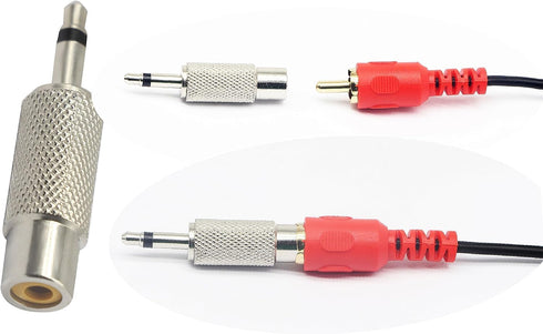 zdyCGTime RCA to 3.5MM Audio TS Adapter, 3.5mm 1/8" Mono Plug Male to RCA Female Jack Connector (Silver, 2 Packs)