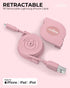 LIQUIPEL Powertek Retractable MFi Certified Charger, 3ft Lightning to USB Cable for Fast Charging (Pink)