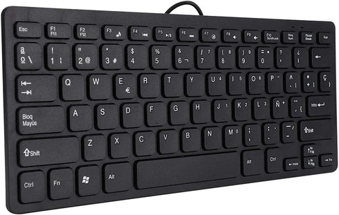 Demeras Ultra-Thin Wired Keyboard, Portable Mini Spanish Keyboard with USB Interface, 78 Sensitive Keys