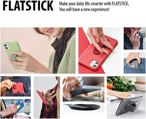 Momostick Flatstick Cell Phone Finger Grip Strap Holder, Slim Finger Loop Selfie Grip for Most Smartphones
