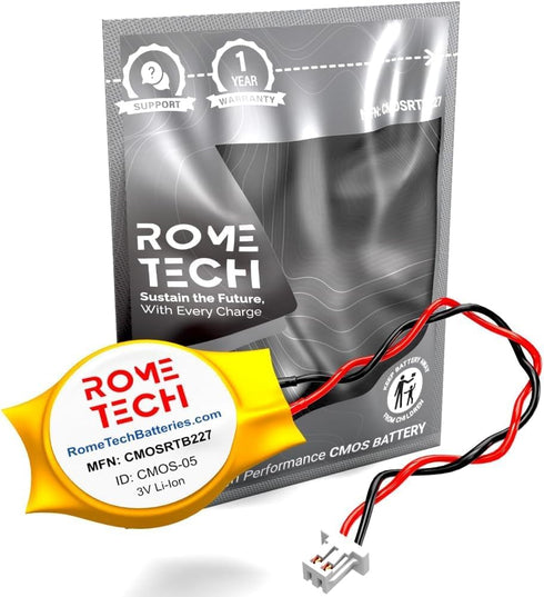 Rome Tech RTC CMOS Battery for Lenovo ThinkPad T40P, T41, T410, T410i, Laptop Backup BIOS CR2032 with 2 Pin Wire Cable