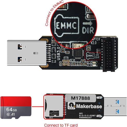 High Speed MKS EMMC USB3.0 Adapter, MKS EMMC-Adapter V2 for EMMC Module MicroSD and TF Memory Card