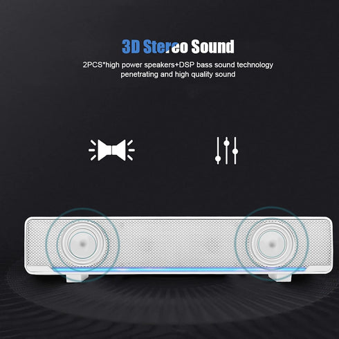 Estink PC Soundbar, USB Wired Stereo Music Player Bass Surround Sound Box with 3.5mm Input