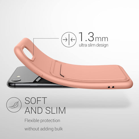 kwmobile Case Compatible with Apple iPhone SE (2022) / SE (2020) / iPhone 8 / 7 - TPU Cover with Credit Card Holder