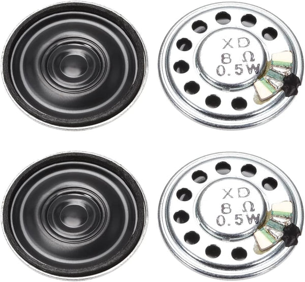 uxcell 0.5W 8 Ohm DIY Magnetic Speaker, 27mm Round Shape Replacement Loudspeaker for Building Intercom 4pcs