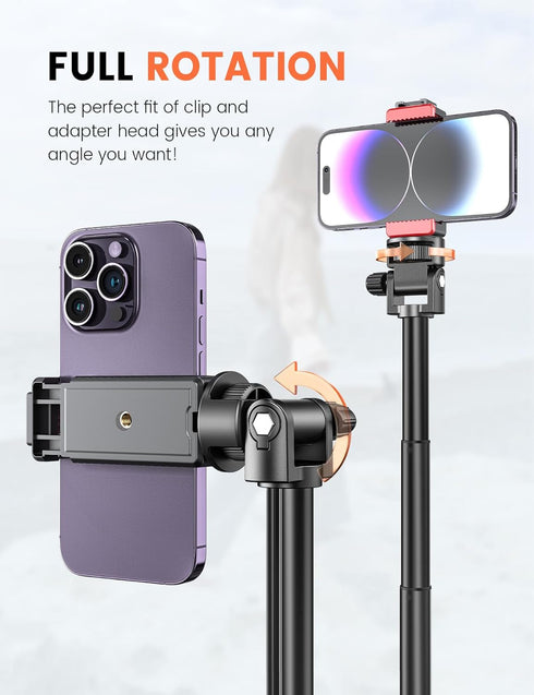 Pnitri 71'' 15/14/13 S23/S22 Phone Tripod Stand, Extendable Reinforced Aluminum Phone Stand with Wireless Remote