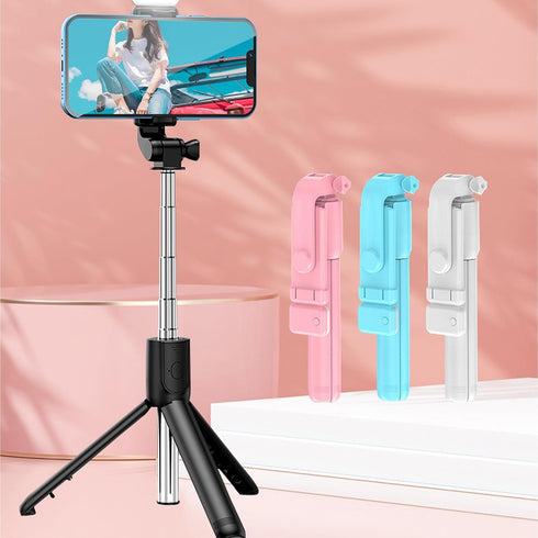 Fryzzolum Selfie Stick Tripod Extendable Bluetooth-Compatible Remote Portable Smartphone Stand Mount for Phone