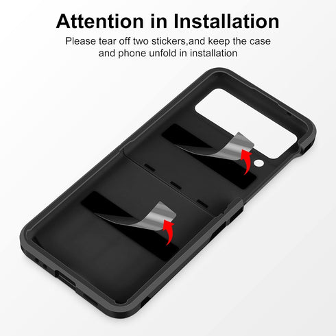 SAMONPOW for Samsung Galaxy Z Flip 4 Case, Upgraded Hinge Protection, Dual Layer Hard PC Soft TPU Bumper, Black