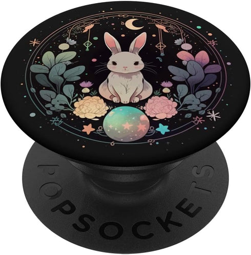Moon Phases Crystal Witchy Cute Rabbit Kawaii Pastel Goth PopSockets Standard PopGrip