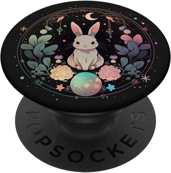 Moon Phases Crystal Witchy Cute Rabbit Kawaii Pastel Goth PopSockets Standard PopGrip