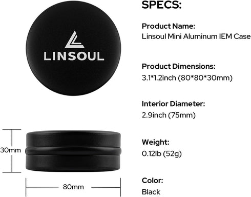 Linsoul Mini Portable Aluminum Storage Earphone Case, Water Resistant, Hard Protective Carrying Case for KZ ZS10 PRO,