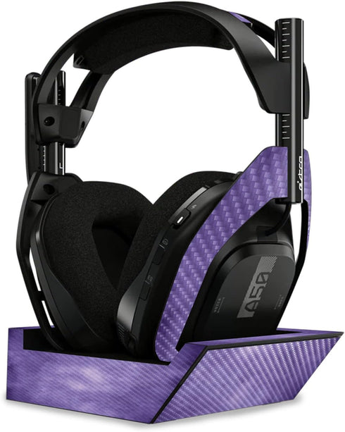 MightySkins Carbon Fiber Skin for Astro A50 Wireless Headphones + Base Station (Gen 4) - Purple Airbrush, Durable Finish