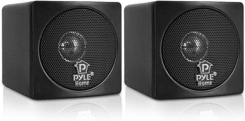 Pyle Home 3" Mini Cube Bookshelf Speakers - 100W Passive Speaker Pair with 3" Paper Cone Driver, Black