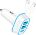 105W USB Car Charger 3-Port for Family Travel, PD 45W & QC3.0 30W Super Fast Charging for Multiple Devices