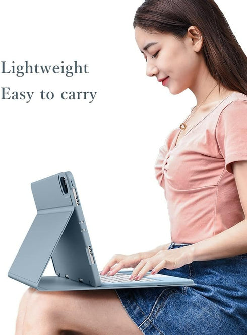 iPad 6th 5th Generation Air 2 Pro 9.7 inch Keyboard Case with Touchpad, Cute Round Key Color Keyboard, Detachable