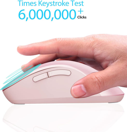 memzuoix 2.4G Wireless Mouse, 1200 DPI Mobile Optical Cordless Mouse with USB Receiver, Portable Computer Mice Wireless Mouse for Laptop, PC, Desktop, MacBook, 5 Buttons (Pink)