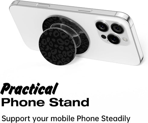 Svanove Magnetic Phone Grip Compatible with Magsafe Phone Grip Holder, Collapsible Cheetah Print Mag Safe Cellphone